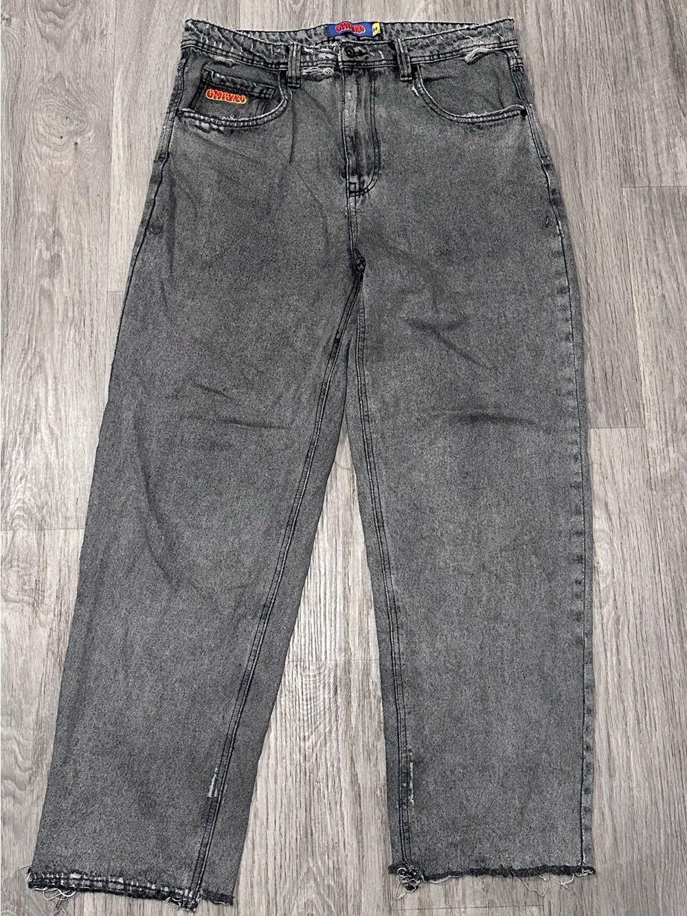 Empyre Vtg Skater Relaxed Straight Jeans Size 34x30 Baggy Retro Grey/Black